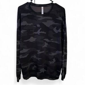 Athleta Cloudlight Restore Long Sleeve Top Black Camo Medium Soft Tencel Blend